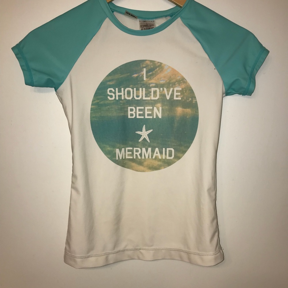 Girls Mermaid rash guard/ water shirt